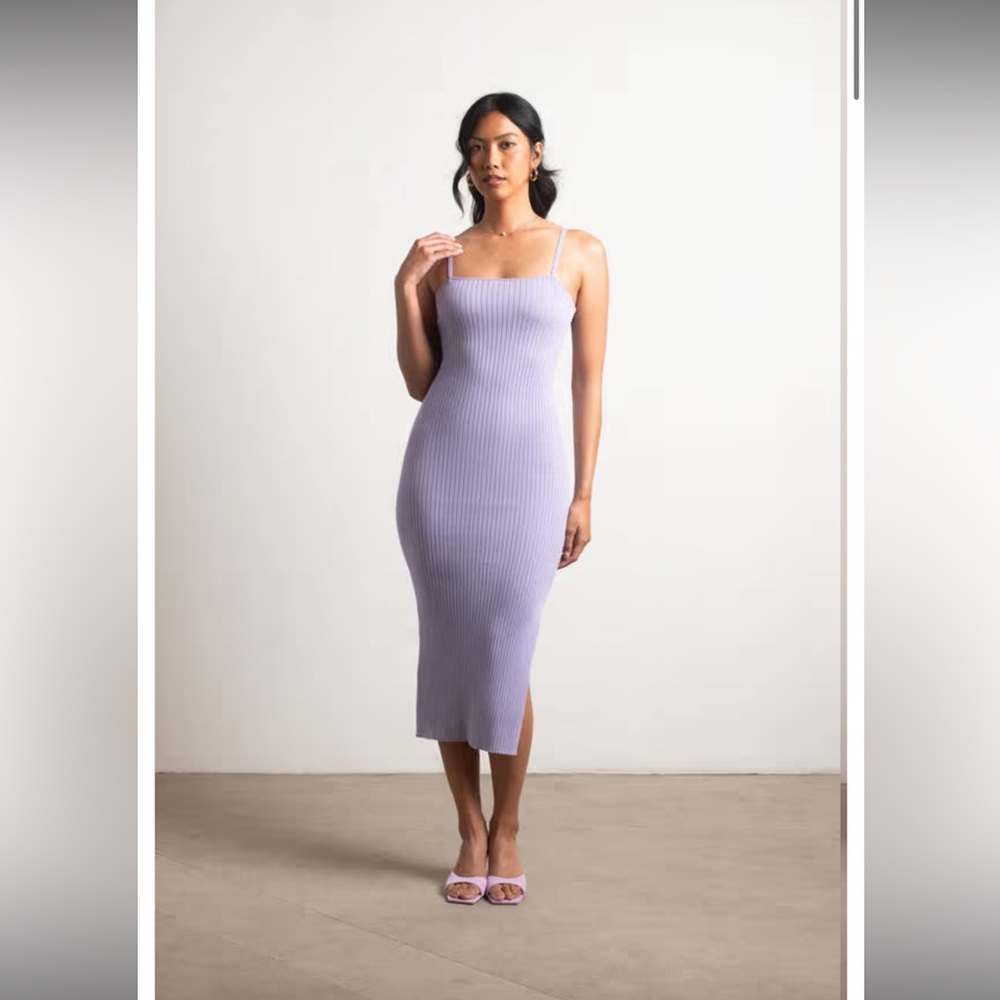 Tobi GO FIGURE PURPLE SLIT BODYCON MIDI DRESS